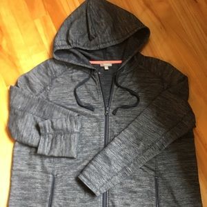 Talbots Women's Hooded Zip Sweatshirt Jacket - Heather Navy